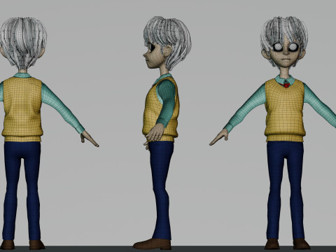 Stylized Male Student 3D Model