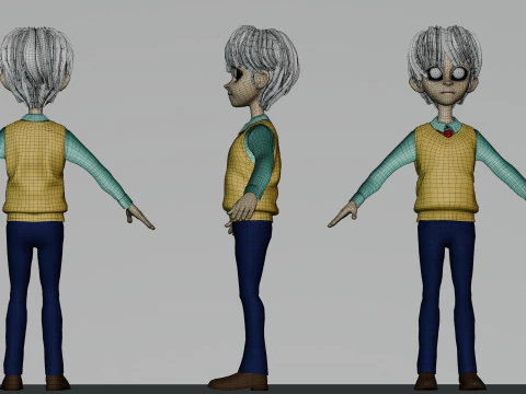 Stylized Male Student 3D Model