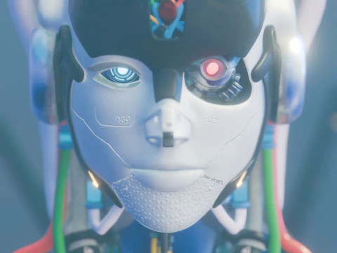 Futuristic Female Robot 3D Model