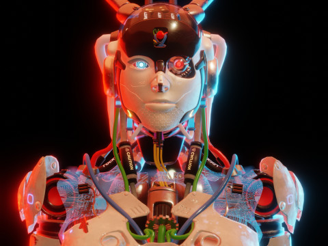 Futuristic Female Robot Modello 3D