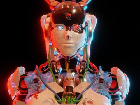 Futuristic Female Robot 3D Model