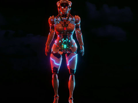 Futuristic Female Robot 3D Model