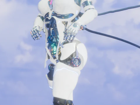Futuristic Female Robot 3D Model