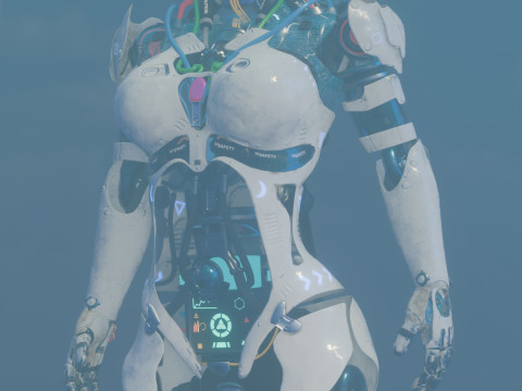 Futuristic Female Robot Modello 3D