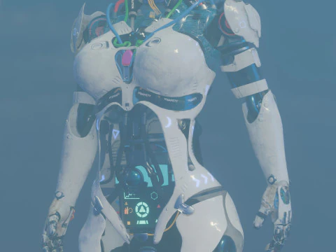 Futuristic Female Robot 3D Model