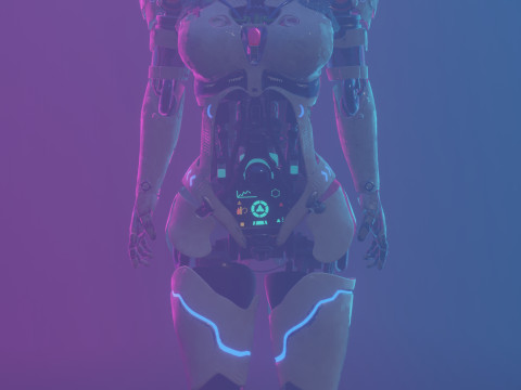 Futuristic Female Robot Modello 3D