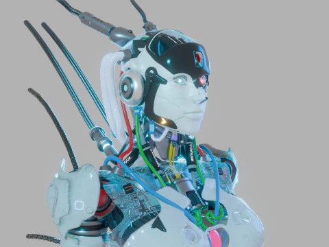 Futuristic Female Robot 3D Model