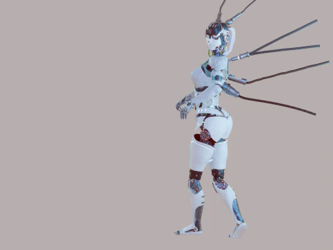 Futuristic Female Robot 3D Model