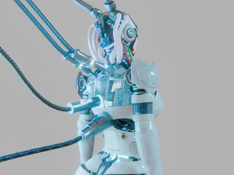 Futuristic Female Robot 3D Model