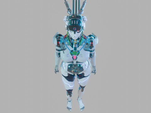 Futuristic Female Robot Modello 3D