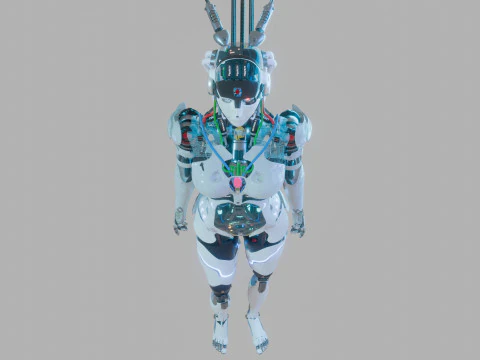 Futuristic Female Robot 3D Model