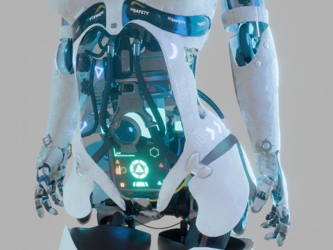 Futuristic Female Robot Modello 3D
