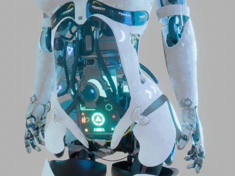 Futuristic Female Robot 3D Model
