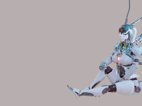 Futuristic Female Robot 3D Model