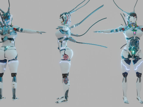 Futuristic Female Robot Modello 3D