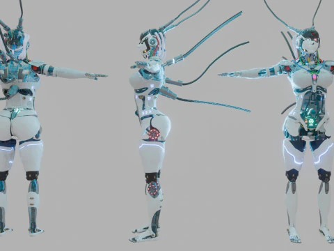 Futuristic Female Robot 3D Model