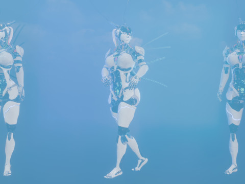 Futuristic Female Robot Modello 3D
