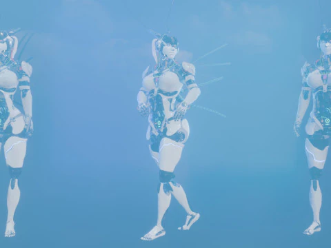 Futuristic Female Robot 3D Model
