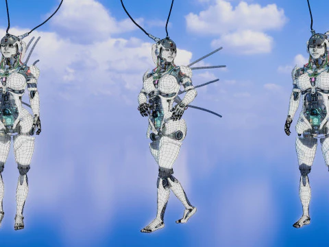 Futuristic Female Robot 3D Model
