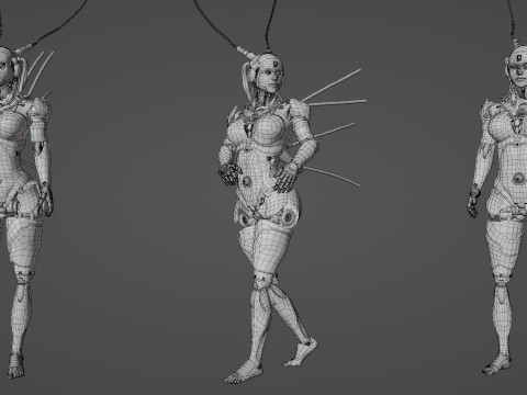 Futuristic Female Robot Modello 3D