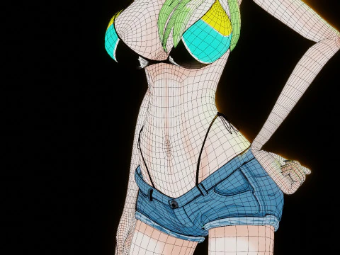 Anime Bikini Girl 3D Model