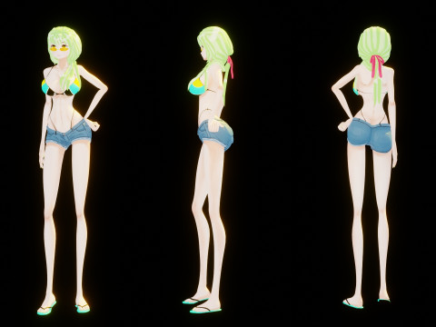 Anime Bikini Girl 3D Модель