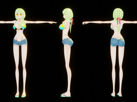 Anime Bikini Girl 3D Модель