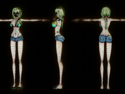 Anime Bikini Girl 3D Модель