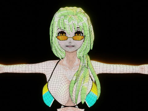 Anime Bikini Girl 3D Model