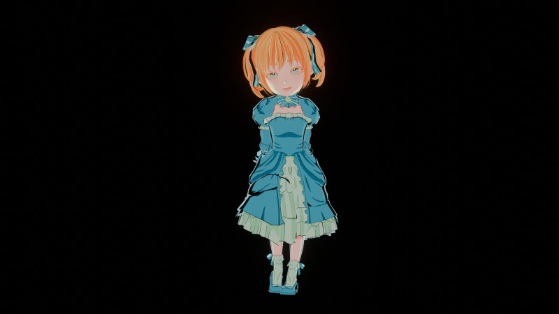 Anime-Style Noble Little Lady Model 3D .c4d .max .obj .3ds .fbx .stl .blend