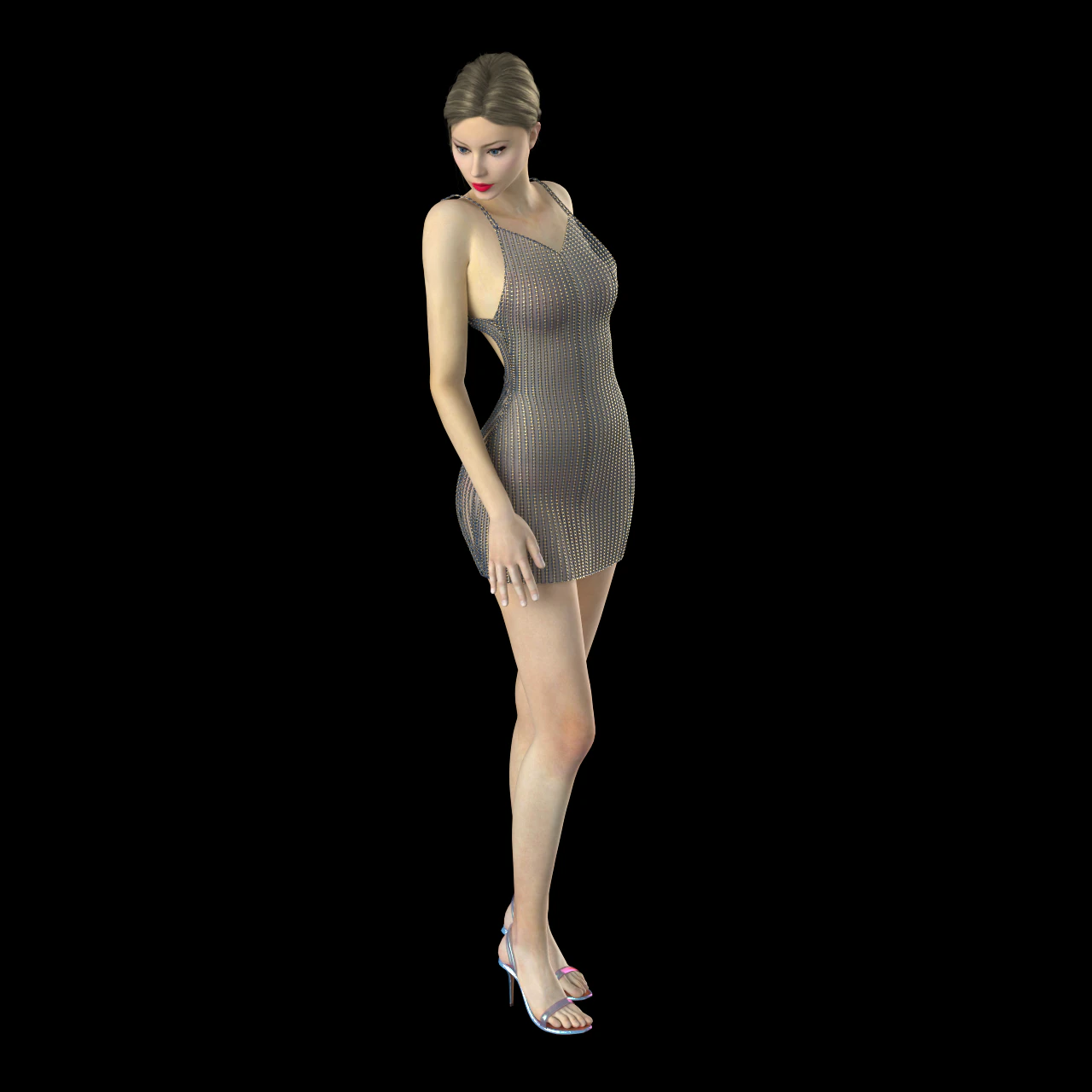 Blue chain dress 3D Print Model .c4d .max .obj .3ds .fbx .stl .blend 