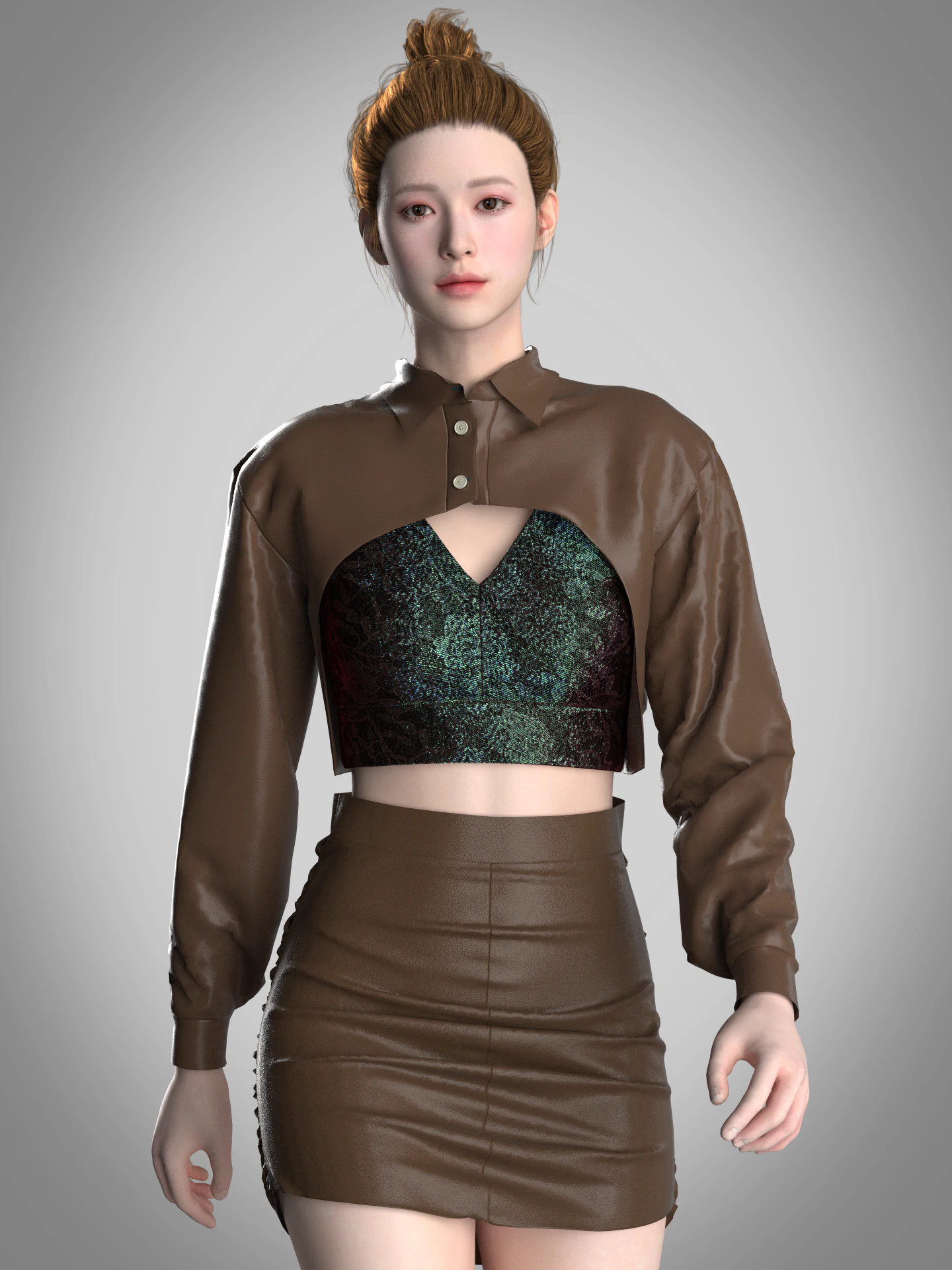 Leather top and skirt 3D Print Model .c4d .max .obj .3ds .fbx .stl .blend