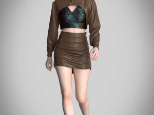 Leather top and skirt 3D Print Model