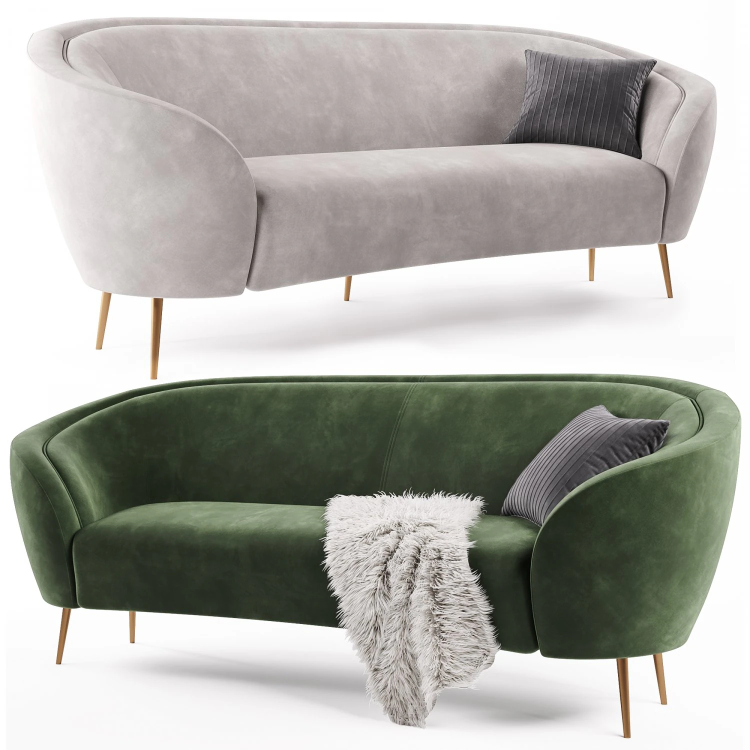 Homary Velvet Sofa 3D Model .c4d .max .obj .3ds .fbx .stl .blend 