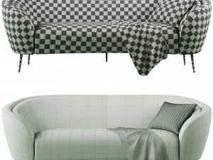 Homary Velvet Sofa 3D Model