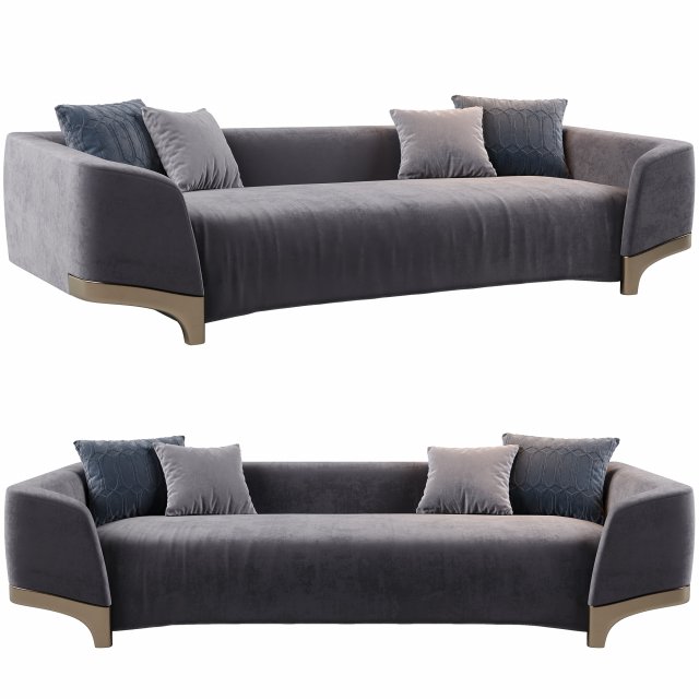 Homary Gray Upholstered Sofa 3D Model .c4d .max .obj .3ds .fbx .stl .blend 