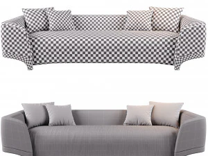 Homary Gray Upholstered Sofa 3D Model