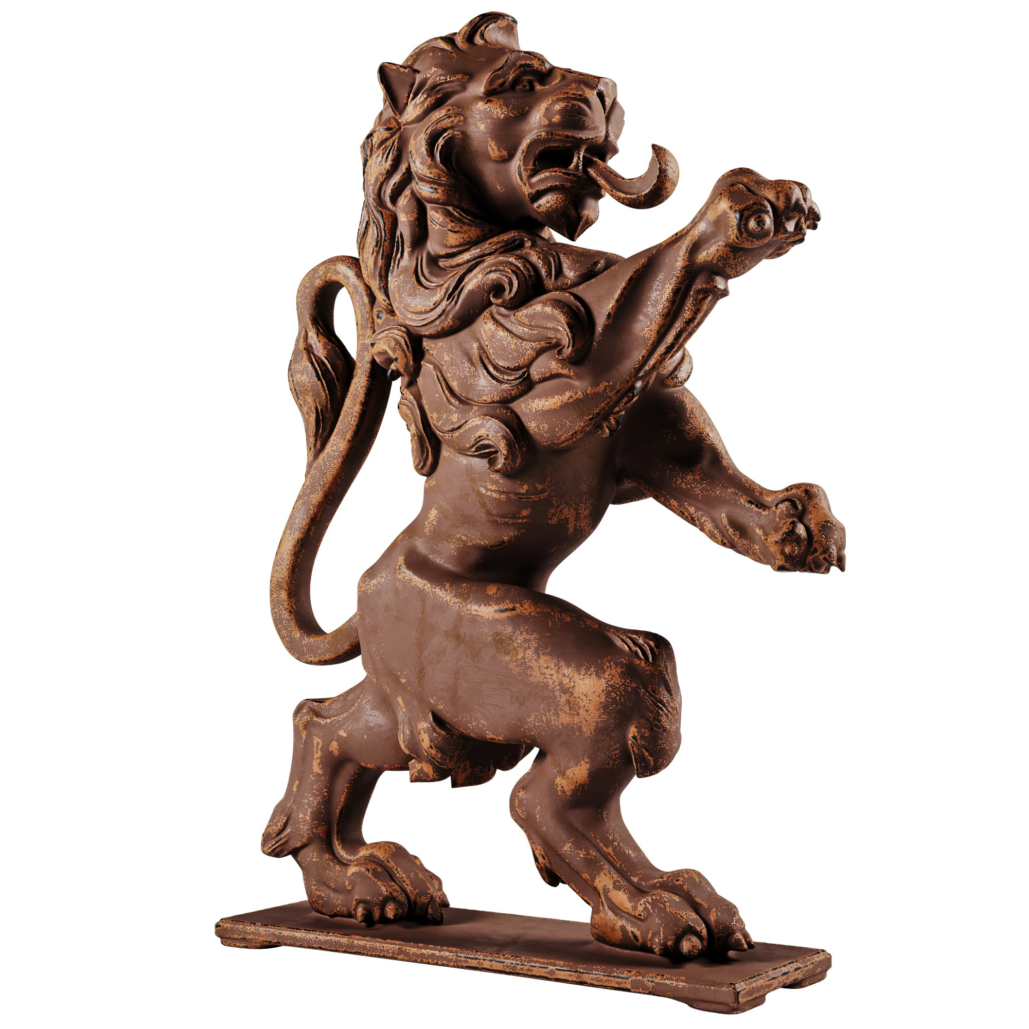 Antique Style Lion Sculpture 3D Model .c4d .max .obj .3ds .fbx .stl .blend 