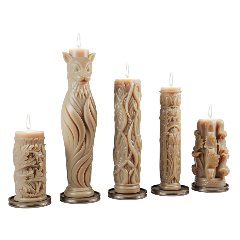 Decorative candle set 3D Model .c4d .max .obj .3ds .fbx .stl .blend 