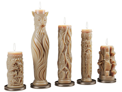 Juego de velas decorativas. Modelo 3D