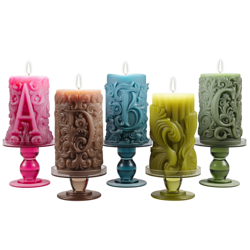 Decorative candle set-01 3D Model .c4d .max .obj .3ds .fbx .stl .blend 