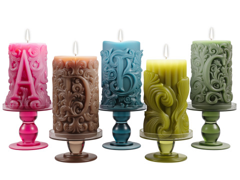 Decorative candle set-01 3D Model