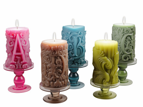 Decorative candle set-01 3D Model