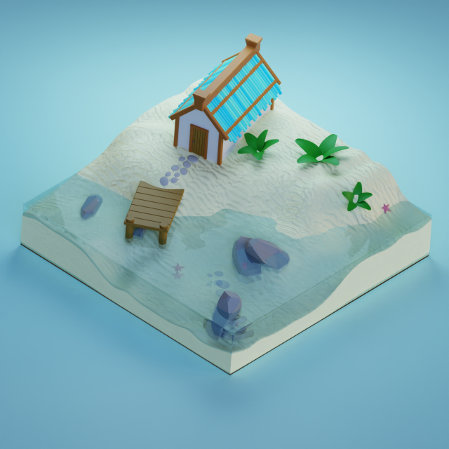Mini beach 3D 模型 .c4d .max .obj .3ds .fbx .stl .blend 