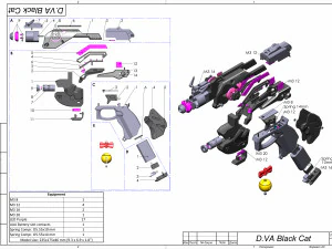 DVa Blaster Black Cat Skin - Overwatch - Printable - STL files 3D Print Model