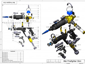 Mei Blaster Firefighter Skin - Overwatch - Printable - STL files Modelo de Impressão 3D