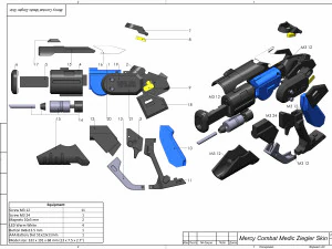 Sk&oacute;rka Mercy Blaster Combat Medic Ziegler-Overwatch-do druku-pliki STL Model do druku 3D