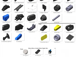 Sk&oacute;rka Mercy Blaster Combat Medic Ziegler-Overwatch-do druku-pliki STL Model do druku 3D