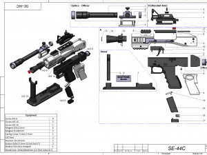 SE-44C Blaster - Star Wars - Printable - STL OBJ CAD bundle - Commercial Use Model Cetak 3D
