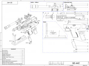 SE-44C Blaster - Star Wars - Printable - STL OBJ CAD bundle - Commercial Use 3D Print Model